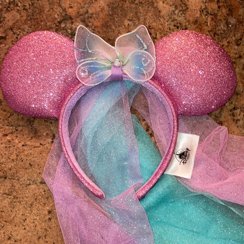 Disney sparkly butterfly Mickey ears with veil